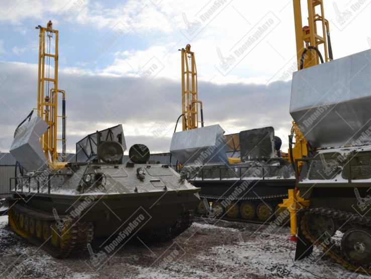 Буровая  установка УРБ-2А2 с элементами 2Д3 под шасси гусеничного снегоболотохода МТЛБУ с компрессором КВ-10/10 ГТТ* на модернизированной гидравлической системе нового образца