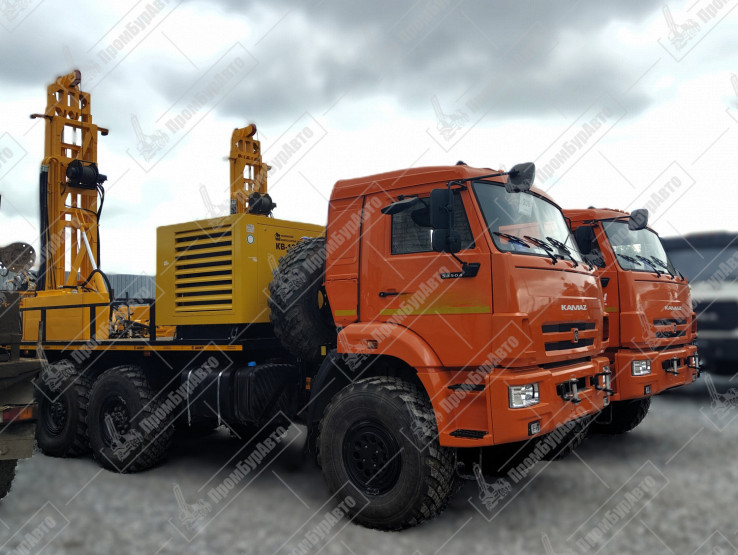 Буровая установка ПБУ-2 на шасси КАМАЗ-53504 (2024 г.в.) с  компрессором КВ-12/12С, гидравлической лебедкой ЛБС-250 и гидравлическим трубозажимом ТЗГ 2-10 на модернизированной гидравлической системе нового образца с комплектом бурового инструмента