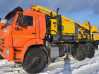 Буровая установка на шасси КАМАЗ-43118 с компрессорной станцией Atlas Copco XAHS 450 с ПЖД на модернизированной гидравлической системе нового образца в зимнем исполнении