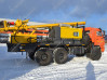 Буровая установка на шасси КАМАЗ-43118 с компрессорной станцией Atlas Copco XAHS 450 с ПЖД на модернизированной гидравлической системе нового образца в зимнем исполнении